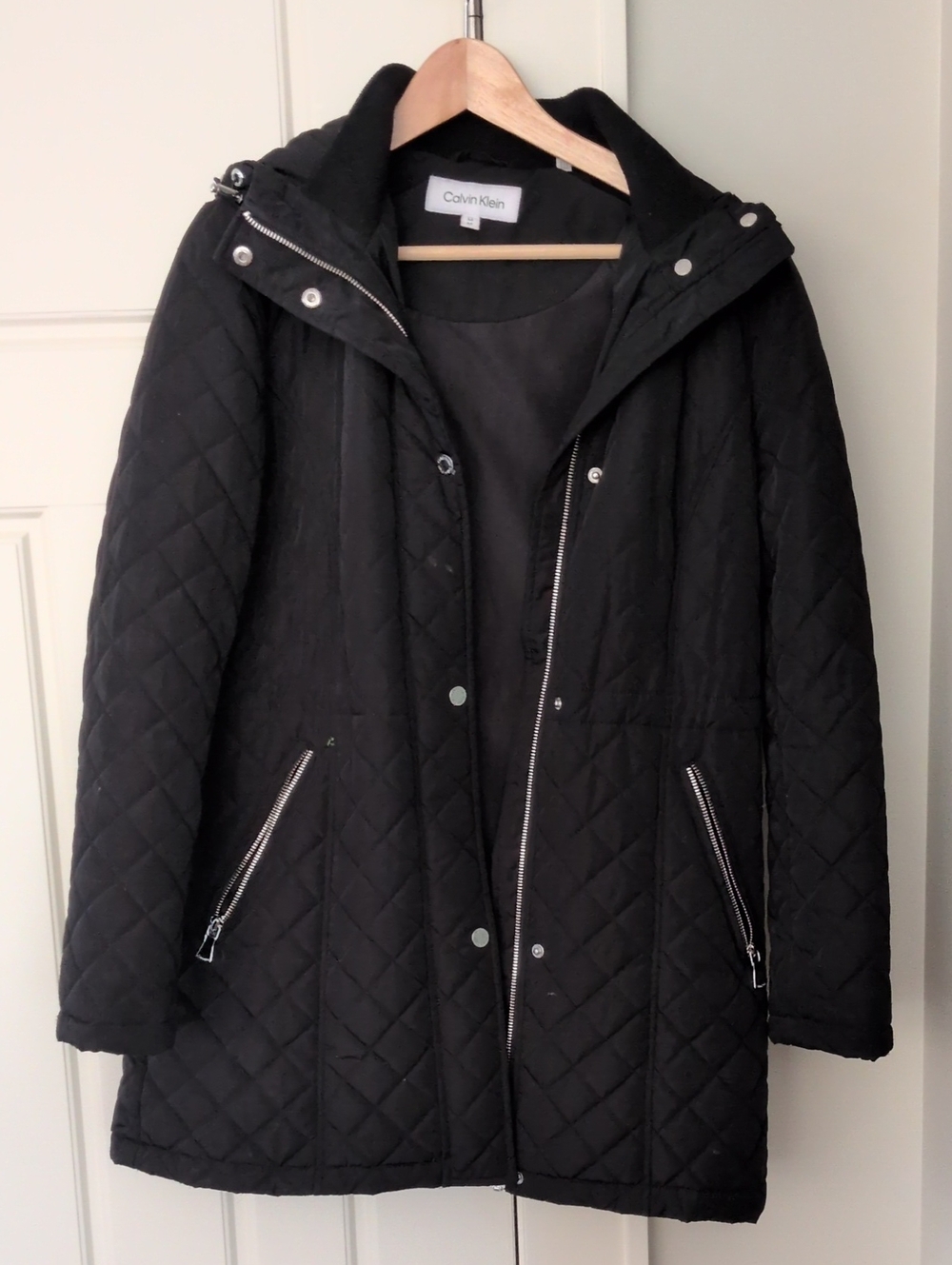 Calvin Klein Black Quilted Hooded Puffer Coat